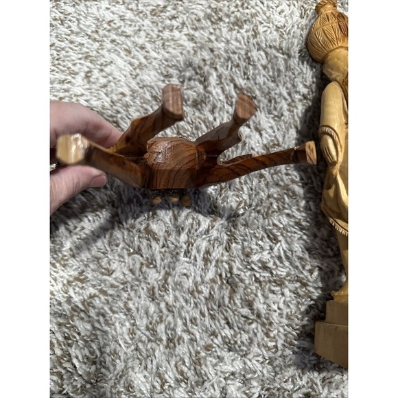 Vintage Carved Wooden traveler Dated Made In Ahmad Jordan3 Wooden Figures - Picture 14 of 16